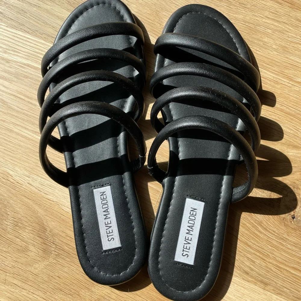 NWOB Steve Madden Leather Slide Sandals - Picture 3 of 4